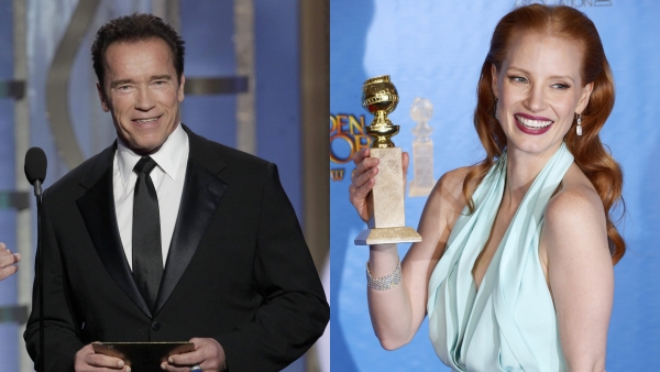Schwarzenegger y Chastain Schwarzenegger y Chastain