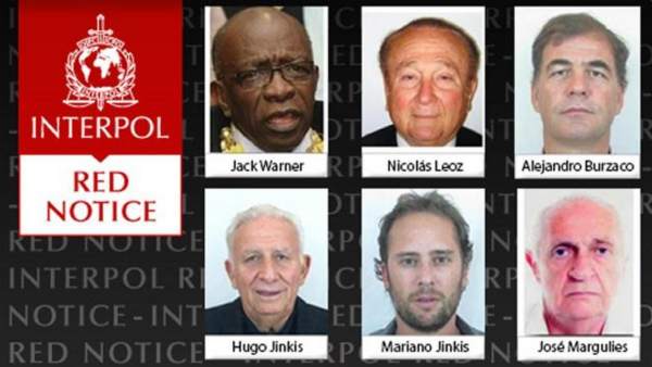 Orden de busca y captura emitida por la Interpol contra miembros de la FIFA. Orden de busca y captura emitida por la Interpol contra miembros de la FIFA.