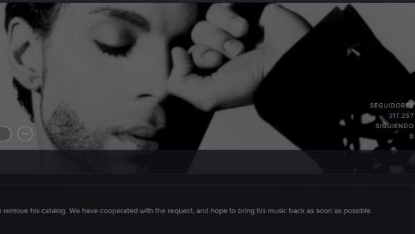 Prince retira toda su discografía de la plataforma Spotify Prince retira toda su discografía de la plataforma Spotify